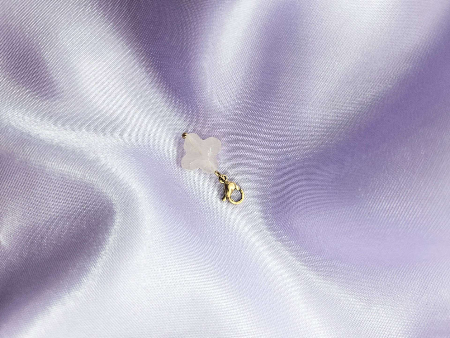 Charm Trèfle Quartz Rose